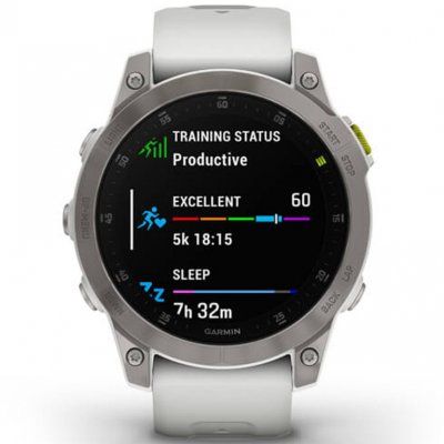 Sat Garmin Epix Sapphire Titan/White Silicone Band (010-02582-21)